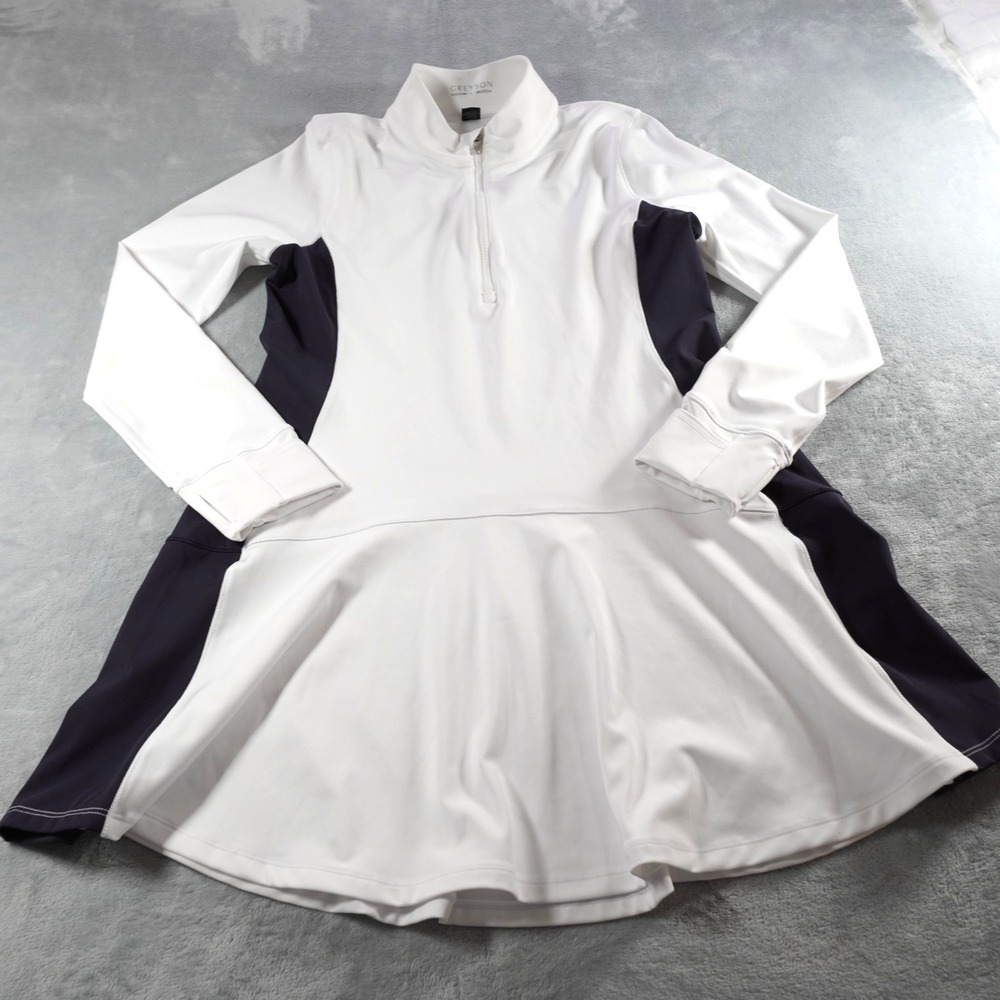 Greyson Hera Golf Dress Womens L White Black Long Sleeve Athleisure 1/4 Zip - Picture 4 of 14